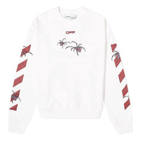 Men's Off-White Logo Spider Printing Round Neck Long Sleeves White OMBA035S20E300010124