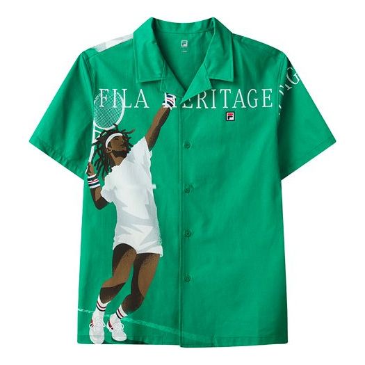 FILA Athletics Series Tennis Sports Beach Short Sleeve Shirt Green A11M123158F-LG