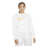 (WMNS) Nike Sportswear Logo Embroidered Loose Fleece Hoodie White DO7257-100