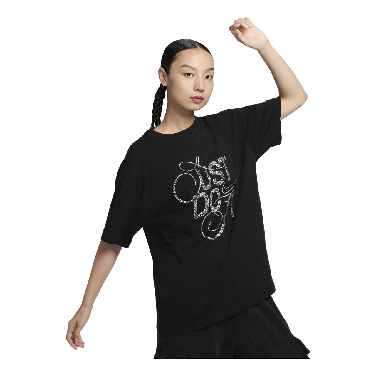 (WMNS) Nike Sportswear T-Shirts 'Black Silver' FZ1154-010