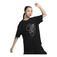(WMNS) Nike Sportswear T-Shirts 'Black Silver' FZ1154-010