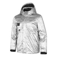 Skechers Letter Printed Hooded Down Jacket 'Silver Black' P421M037