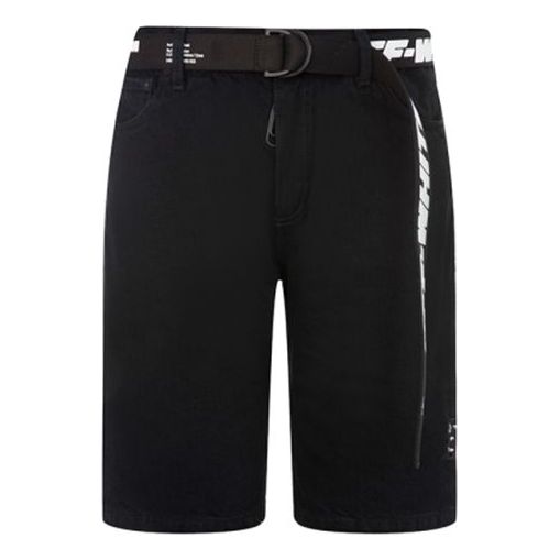 Off-White FW21 Alphabet Belt Design Casual Shorts Version Black OMYC005S21DEN0011001-1