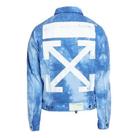 Off-White x END.CHEMICAL WASH Slim Back Arrow Tie Dye Denim Jacket Blue OMYE005G19G610238801