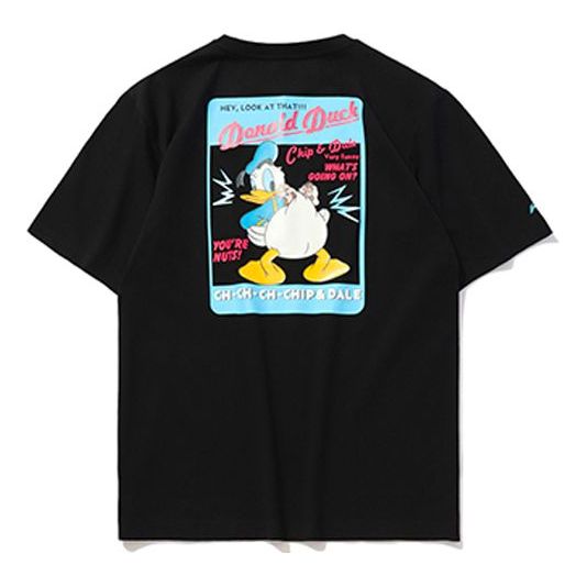 Li-Ning Donald Duck Printing Pattern Short Sleeve Loose Black AHSQ206-1