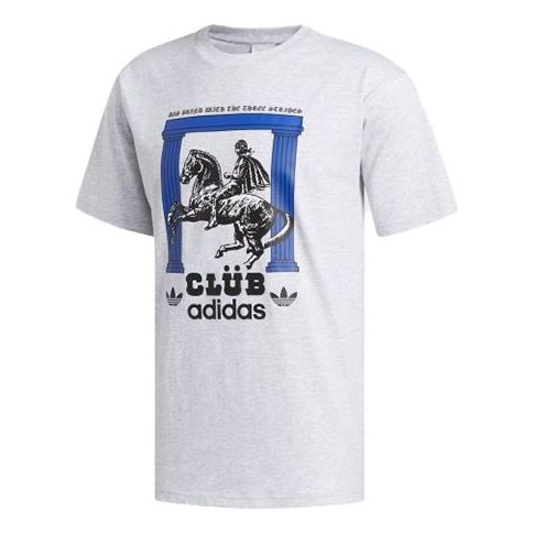 adidas originals CLUBPILLARSTEE Printing Sports Short Sleeve Gray FM1451