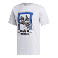 adidas originals CLUBPILLARSTEE Printing Sports Short Sleeve Gray FM1451