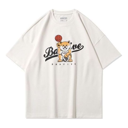 Li-Ning BadFive Basketball Series Round Neck Loose Short Sleeve 'White' AHSQ282-1