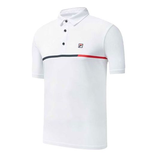 FILA Athletics Embroidered Logo Knit Casual Short Sleeve Polo Shirt White A11M023152F-WT
