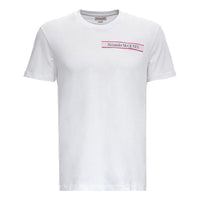 Men's Alexander McQueen SS21 Alphabet Logo Pattern Round Neck Short Sleeve White 642662-QRX74-0910