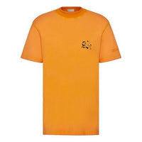 Men's DIOR x PETER DOIG Crossover Loose Solid Color Logo Embroidered Short Sleeve Yellow 143J649A0677-C282