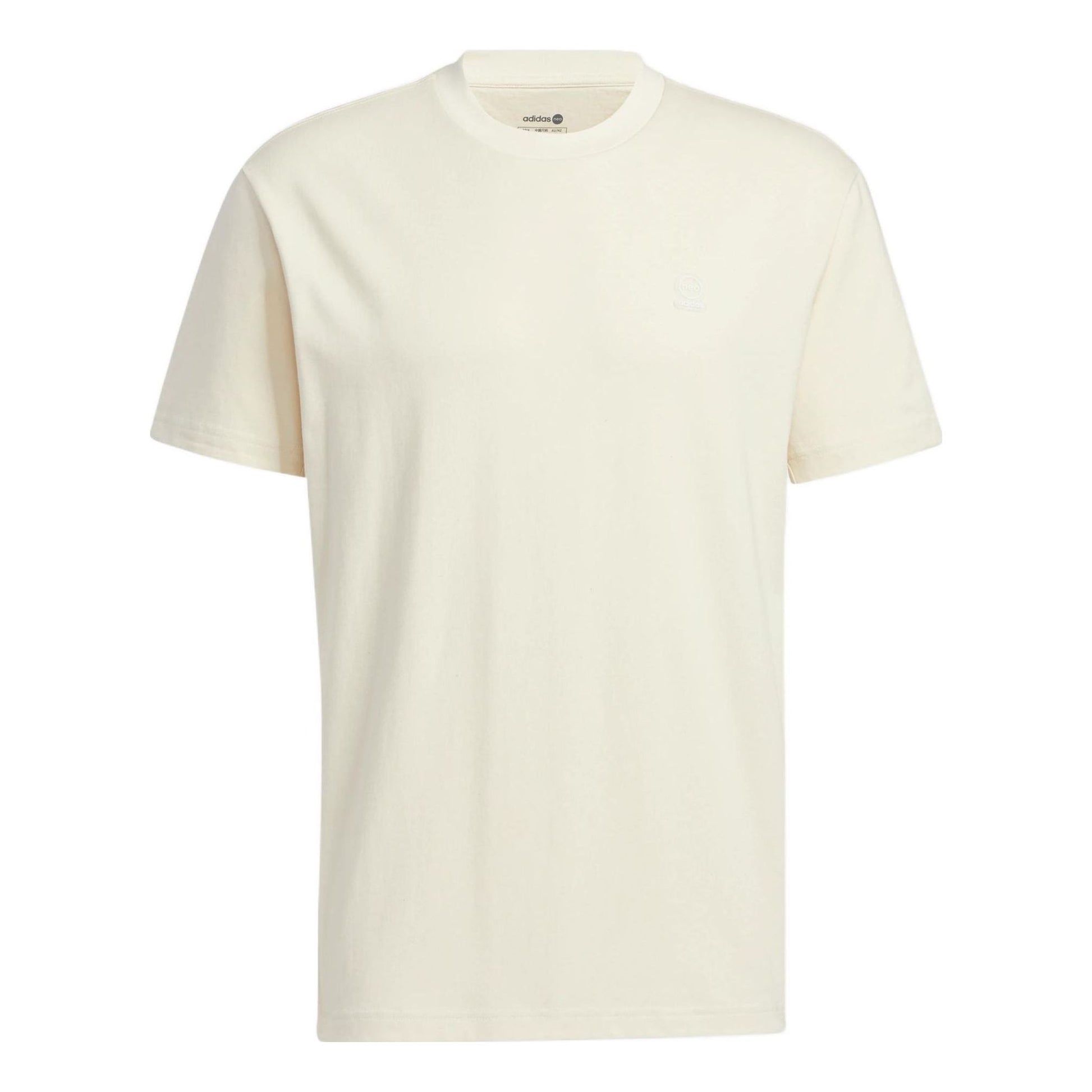adidas neo Solid Color Round Neck Sports Short Sleeve Unisex Beige HS6813
