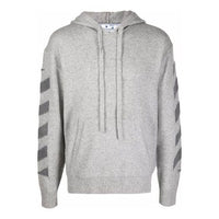 Men's Off-White FW21 Diagonal Stripes Hooded Pullover Wool Sweater Loose Fit Gray OMHA097F21KNI0010900