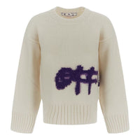 (WMNS) Off-White Logo Intarsia Crewneck 'White Purple' OWHE086F22KNI0010137