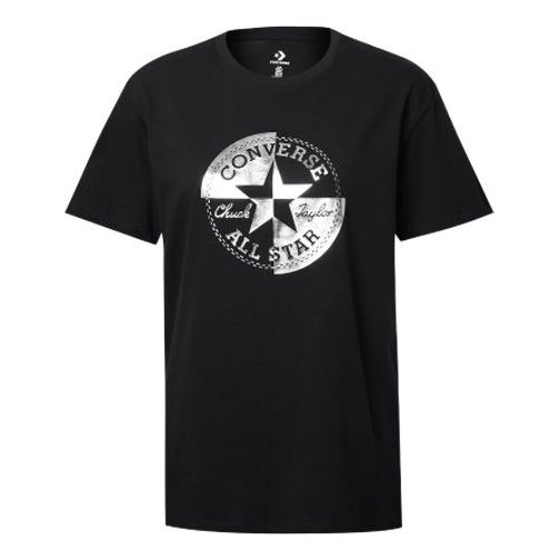 (WMNS) Converse Printing Short Sleeve Casual Round Neck Black 10020520001