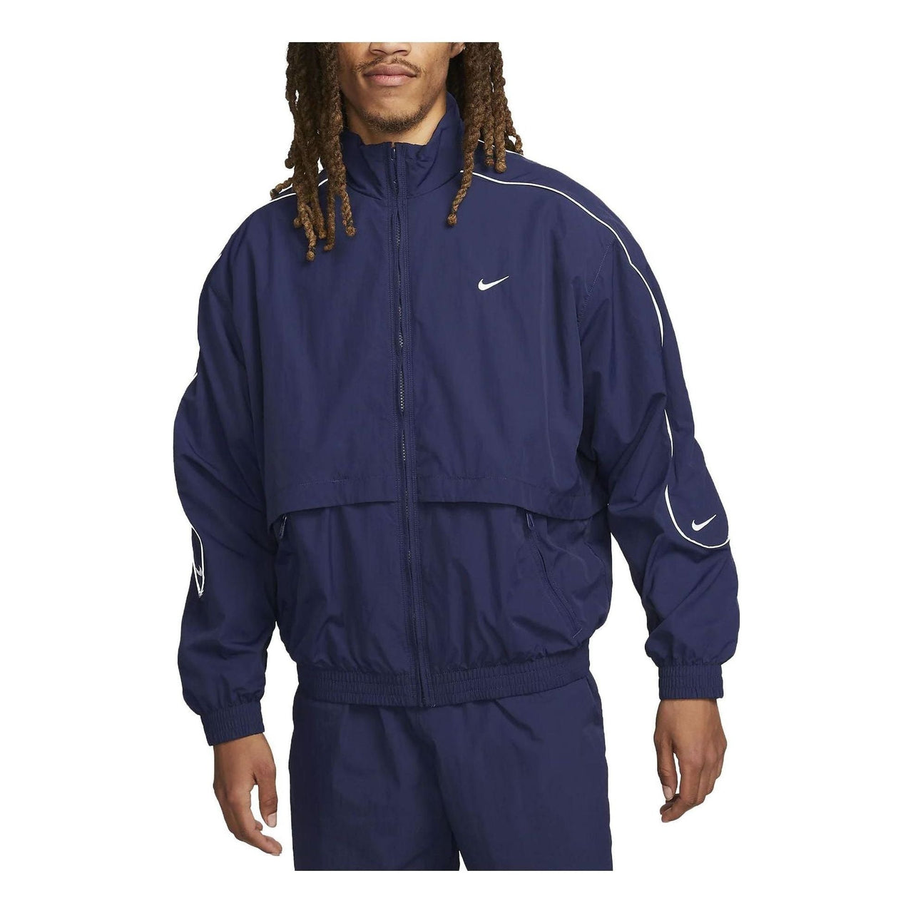 Nike Sportswear Solo Swoosh Woven Track Jackets 'Navy' FB8622-410