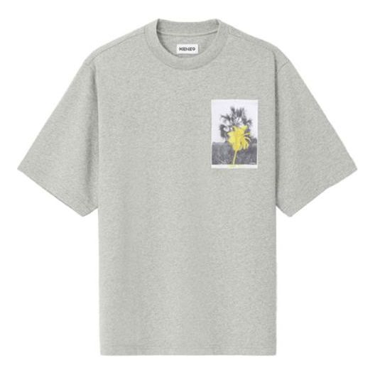 Men's KENZO SS21 Cotton Round Neck Short Sleeve Pearl Gray T-Shirt FB55TS0784SB-94