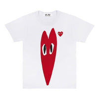 COMME des GARCONS PLAY Long Heart Printing Short Sleeve 'White Red' AZ-T224-051-1