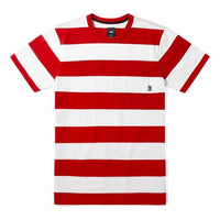 Men's Vans Colorblock Stripe Casual Short Sleeve Red VN0A3WBFKSF