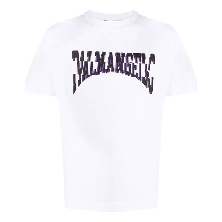 Men's PALM ANGELS Chest Large Logo Printing Short Sleeve White PMAA001E20JER0050137