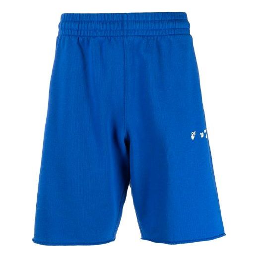 Off-White Logo Printing Sports Shorts Slim Fit Version Blue OMCI006S21FLE0024501