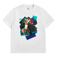 Men's adidas James Harden Character Painting Alphabet Printing Round Neck Casual Short Sleeve White T-Shirt HE0468