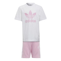 (GS) adidas Adicolor Shorts and T-Shirt Set Asia Sizing 'White Pink' HC9507