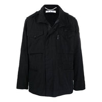 Off-White FW21 Arrows Logo Cargo Pocket Solid Color Long Sleeves Jacket Ordinary Version Black OMEL015R21FAB0011001