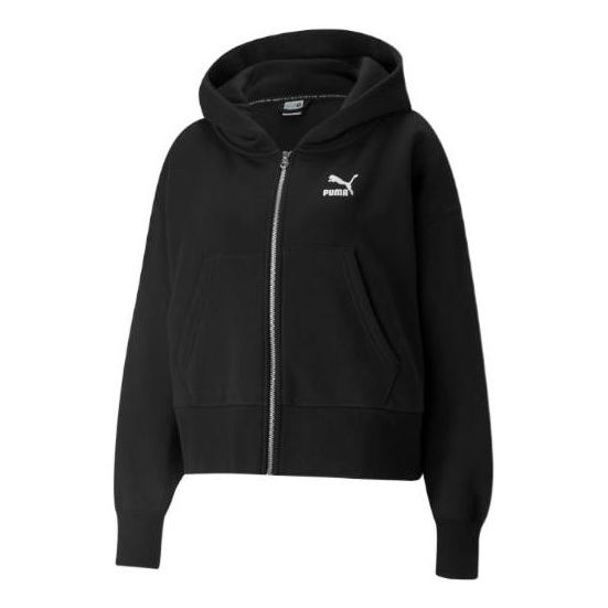 (WMNS) PUMA Classics Oversized Full Zip Hoodie Jacket 'Black' 534369-01