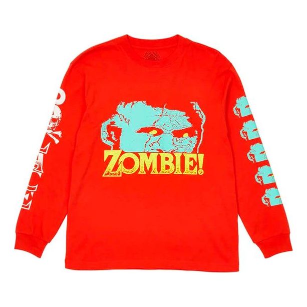 PALACE Zombie Longsleeve Red Alphabet Cartoon Pattern Round Neck Pullover Unisex P20LS006