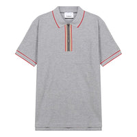 Men's Burberry Stripe Short Sleeve Polo Shirt Gray 80340761