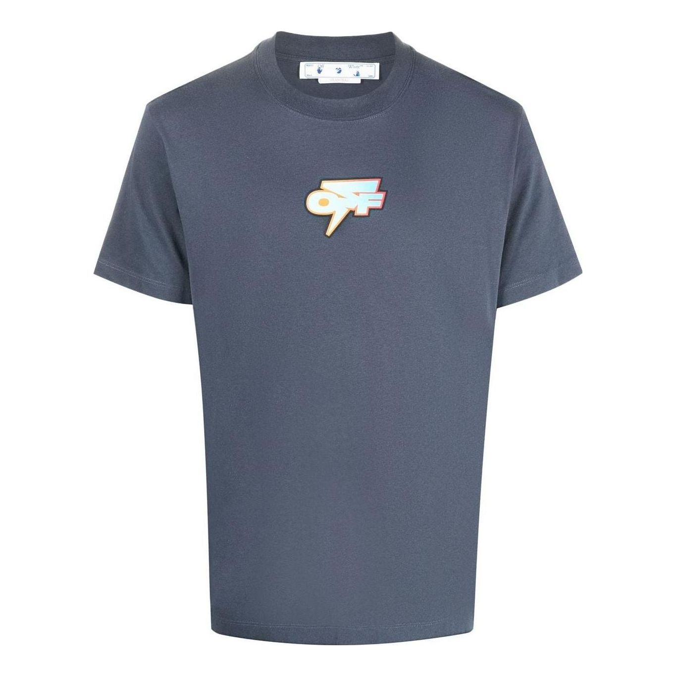 Men's Off-White SS22 Gradient Logo Printing Round Neck Short Sleeve Ordinary Version Gray T-Shirt OMAA027F22JER0074641