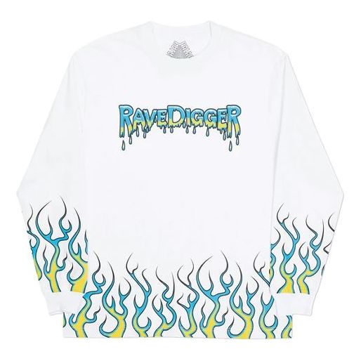 PALACE Ravedigger Pattern Logo Printing Round Neck Long Sleeves Unisex White P19LS001