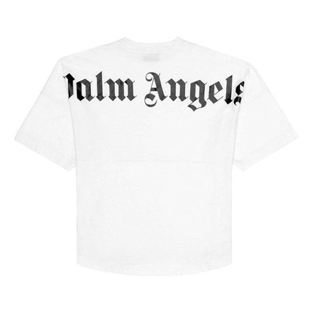Men's PALM ANGELS Logo Mock Neck Tee Logo Printing Short Sleeve White PMAA002E194130020110