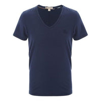 Burberry Logo Embroidered V neck Short Sleeve Navy Blue 39684471