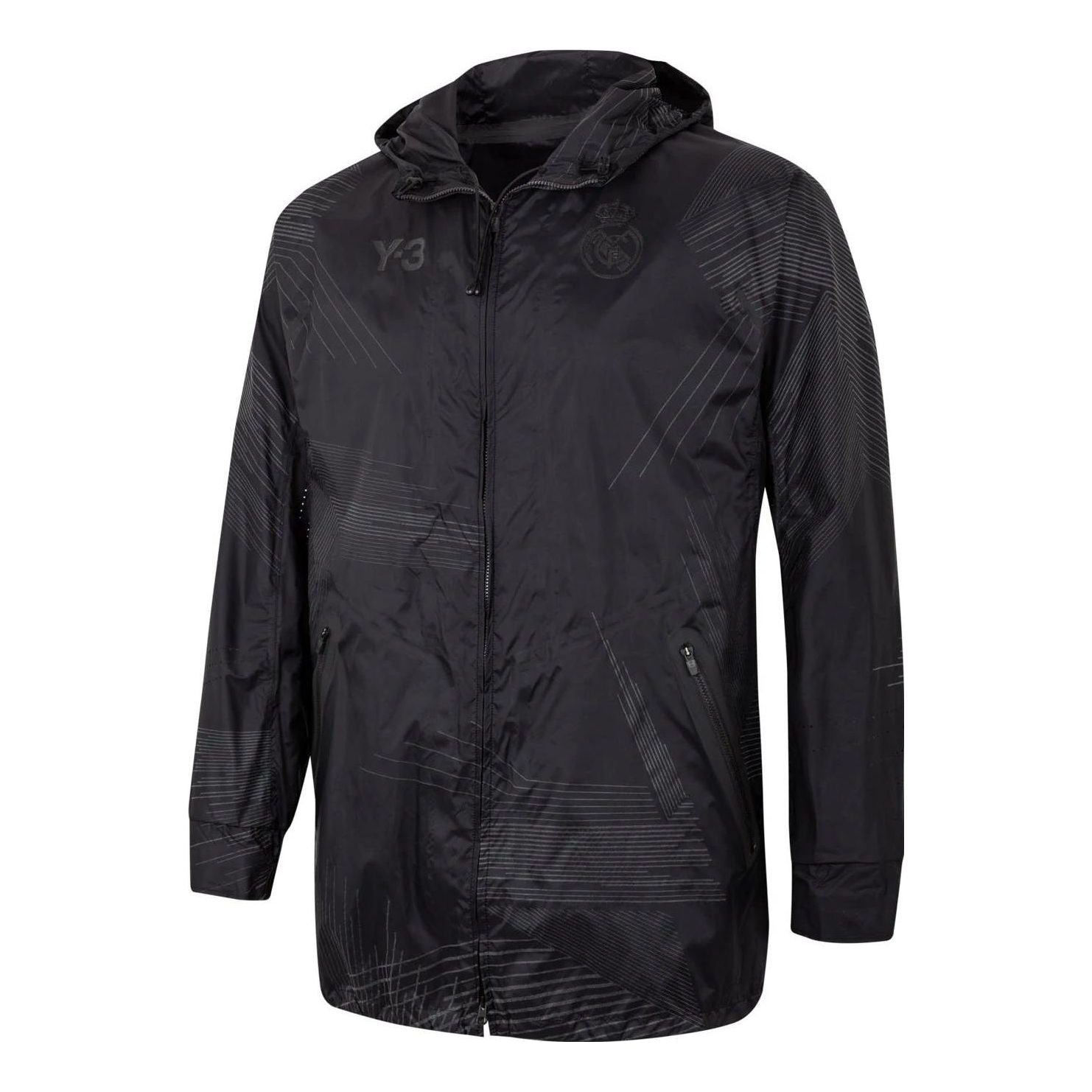 adidas x Y-3 Crossover real Madrid Full Print Stripe Logo Hooded Jacket Black HI0923