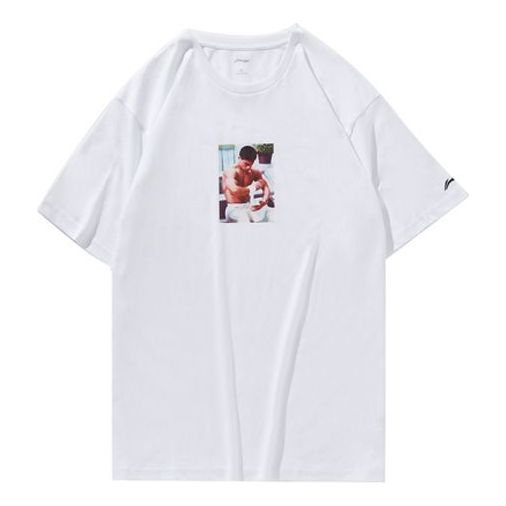 Li-Ning New York Fashion Week Character Printing Short Sleeve Couple Style White AHSN737-1