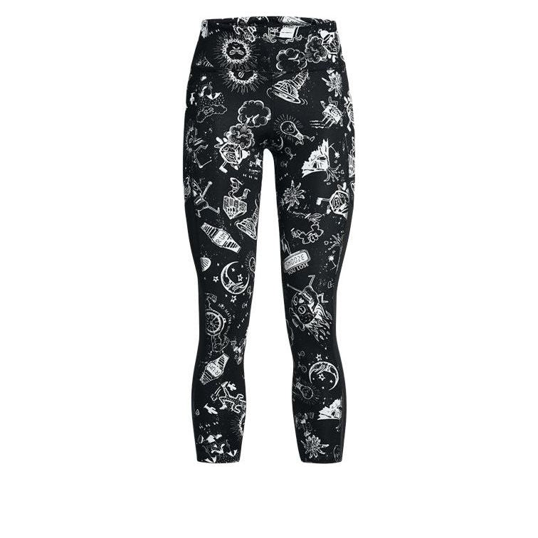 (WMNS) Under Armour Run Ankle Tights Leggings 'Black White' 1382967-001