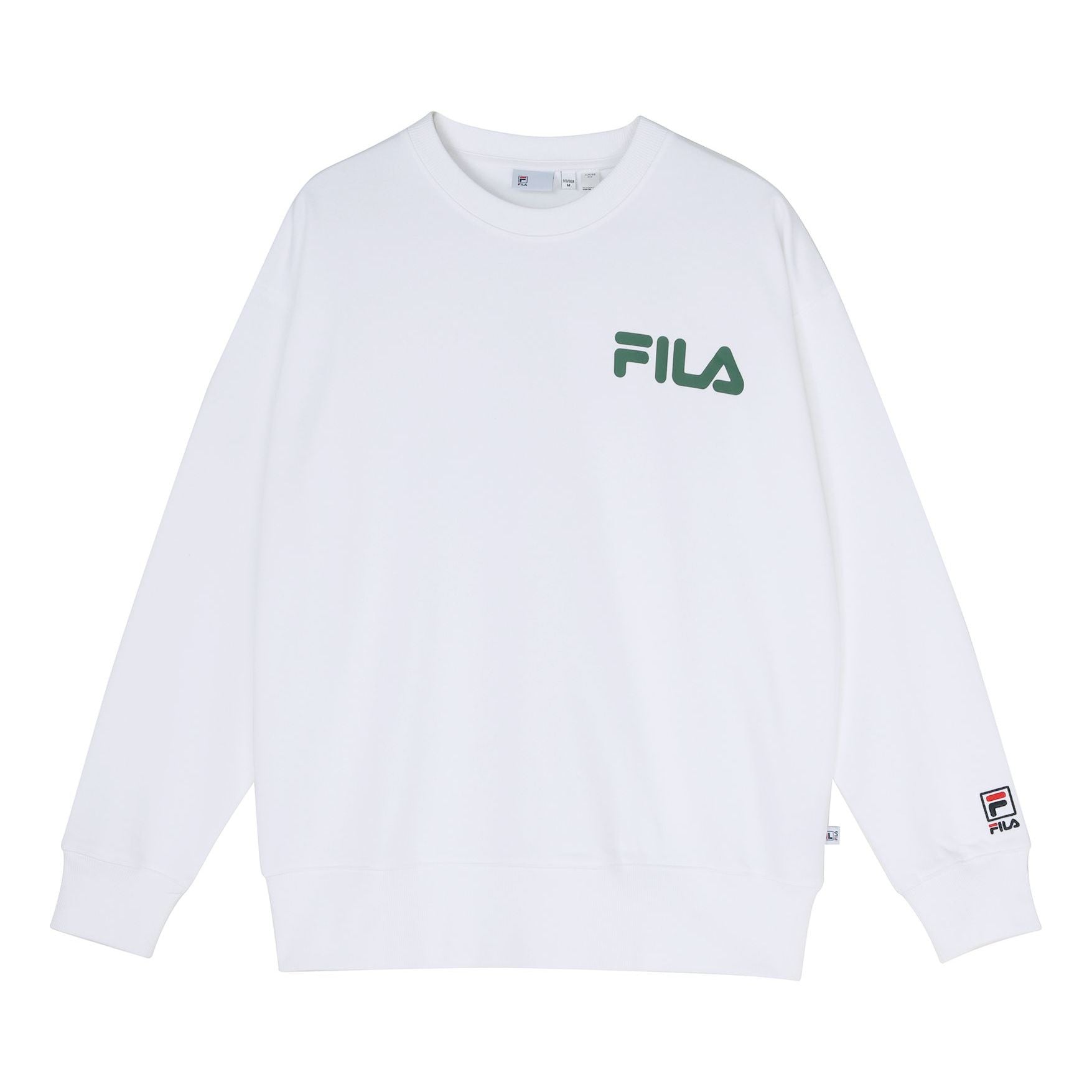 FILA FUSION Alphabet Logo Printing Sports Round Neck Pullover Unisex White T11U038205F-WT