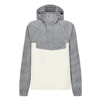 Men's DIOR FW21 Oblique Printing Hooded Jacket Gray 193J640A0631-C088
