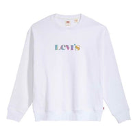 Men's Levis Alphabet Printing Logo Pattern Round Neck Long Sleeves White 38712-0008
