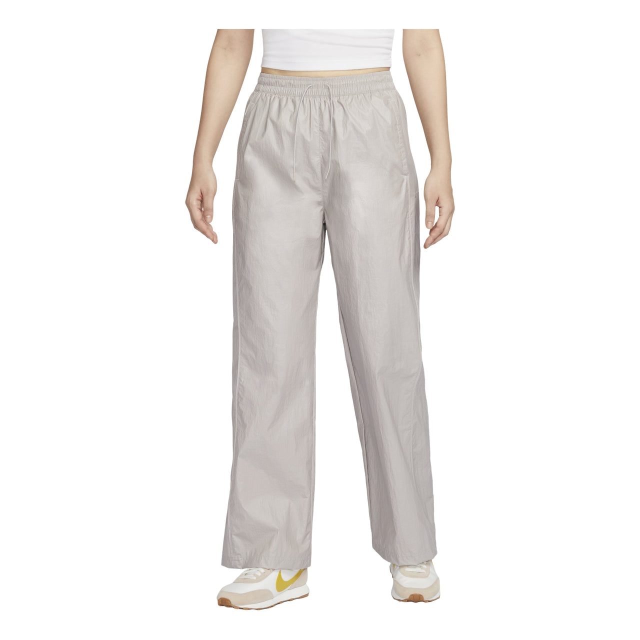 (WMNS) Nike Woven High-Waisted Open-Hem Pants 'Light Iron Ore' HM9765-014