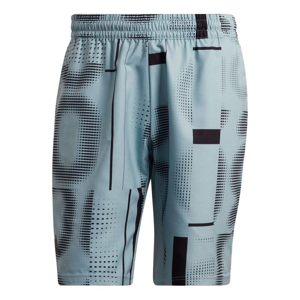 Men's adidas Color Block Printing Straight Casual Shorts Blue HB9085