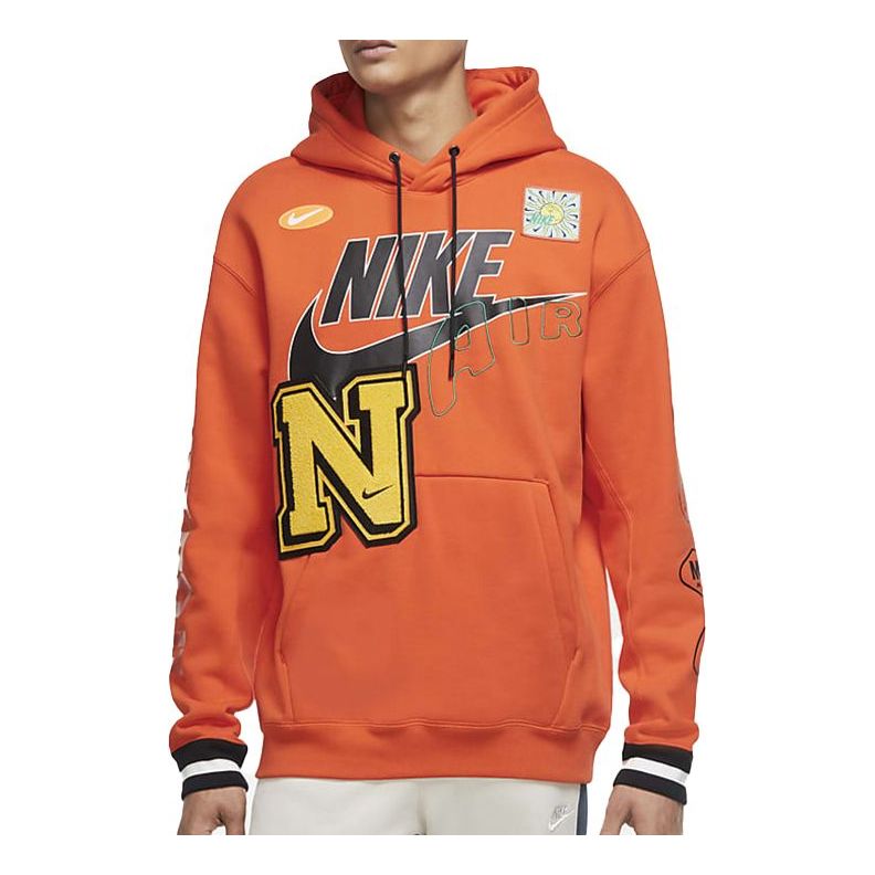 Nike Large Logo Alphabet Printing Long Sleeves Orange DC2722-891