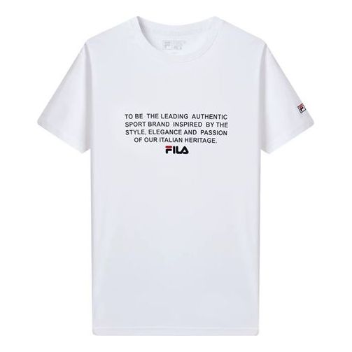 FILA Short Sleeve 2019 Athleisure Casual Sports Round Neck Minimalistic White F11M928112FWT