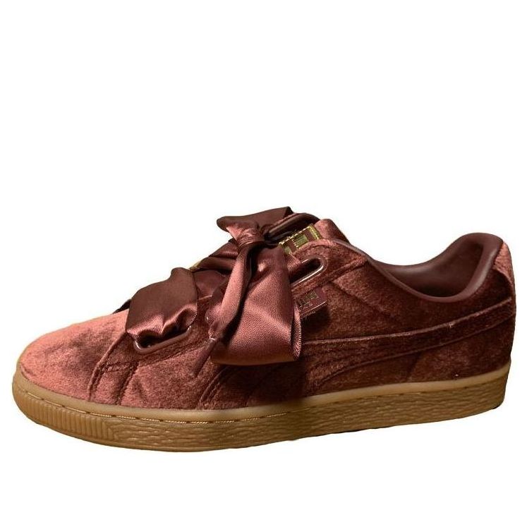 (WMNS) PUMA Basket Heart Velvet Shoes Red/Brown 367274-02