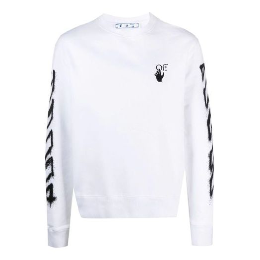 Off-White SS21 Graffiti Printing Round Neck Long Sleeves Version White OMBA025S21FLE0040110