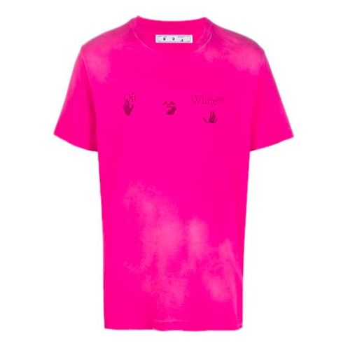 Off-White Logo Applique Fade Tee Men's Pink OMAA027F20FAB0013210