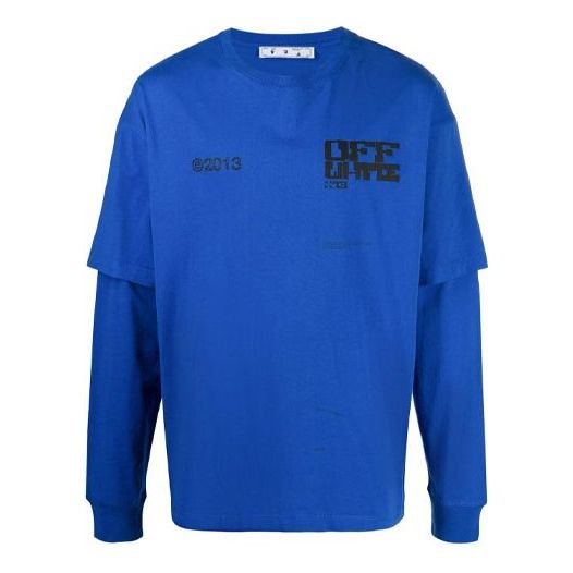 Off-White SS21 Logo Printing Long Sleeves Ordinary Version Blue OMAB022S21JER0054510