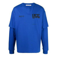 Off-White SS21 Logo Printing Long Sleeves Ordinary Version Blue OMAB022S21JER0054510